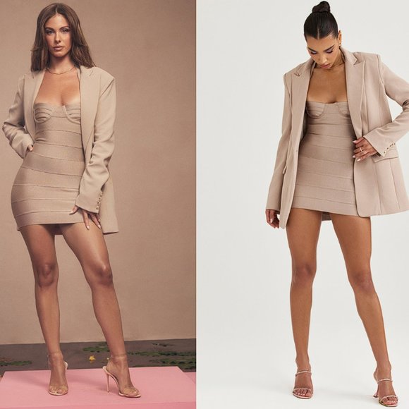 HOUSE OF CB 'Marta' Latte Oversized Blazer NWOT - Picture 2 of 5